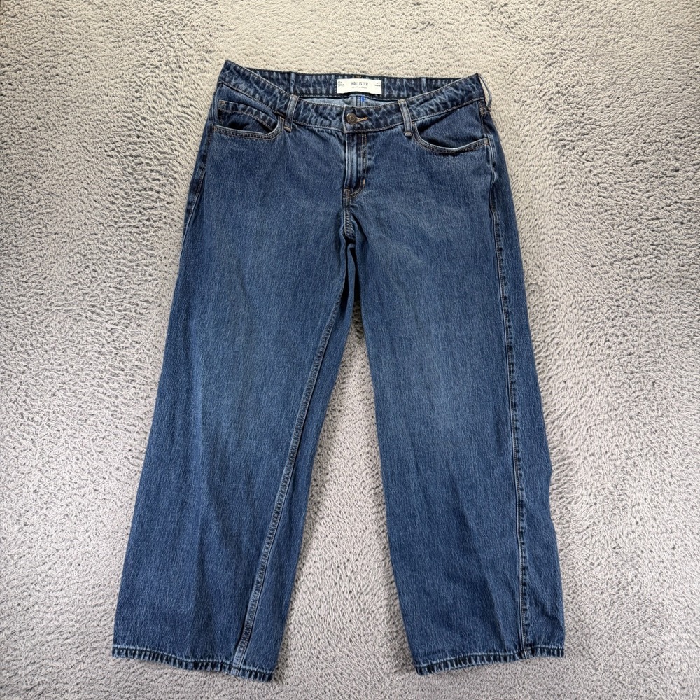 Hollister Jeans Womens 12 Blue Cotton‎ Denim Straight Workwear Low-Rise Baggy